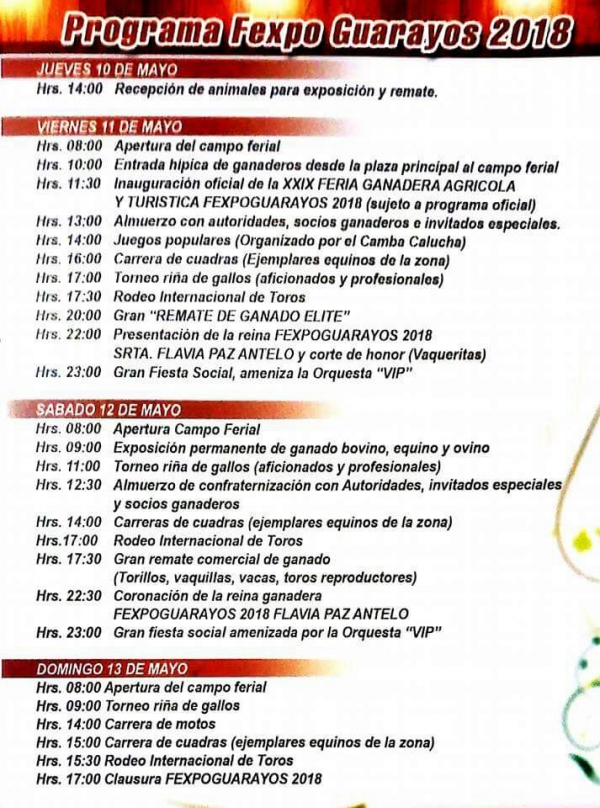 XXIX Feria Ganadera, Agr&iacute;cola y Tur&iacute;stica "FEXPO GUARAYOS 2018"